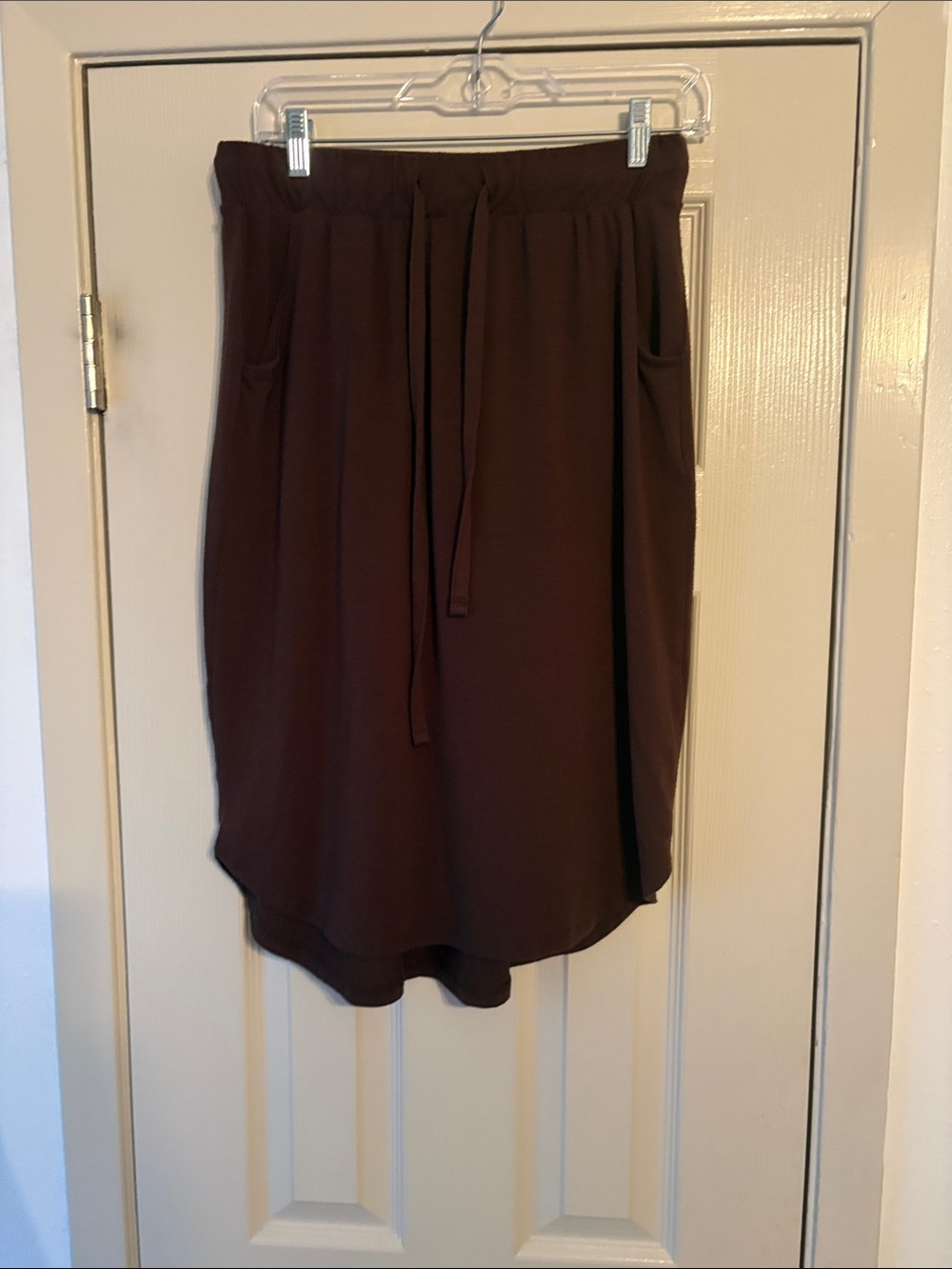 Zenana Outfitters Brown High-Low Drawstring Skirt
